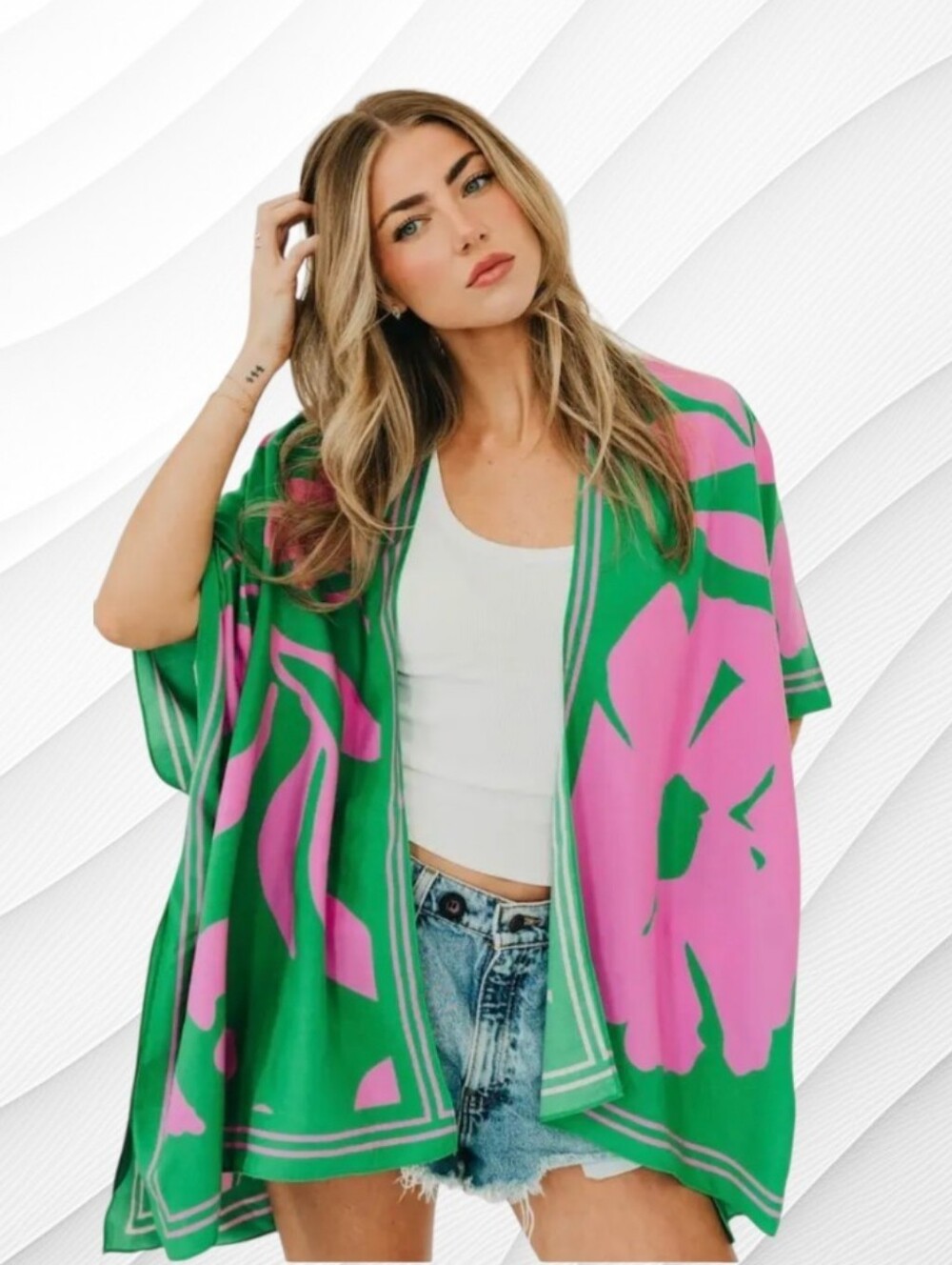 Vibrant Botanic Print Kimono - Picture 3 of 11